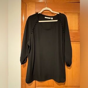 Sejour- Black sheer blouse with buttons